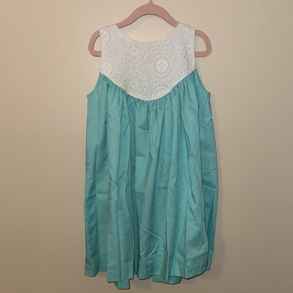 Kelly’s Kids 6-7 Aqua and White Sleeveless Dress